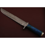 Damascus Steel Bush Crafter Knife // Blue