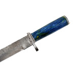 Damascus Steel Bush Crafter Knife // Blue