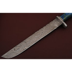 Damascus Steel Bush Crafter Knife // Blue