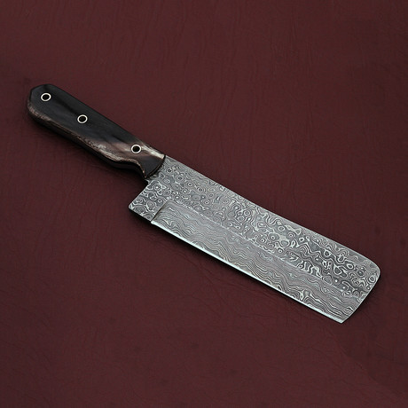 Custom Damascus Steel Cleaver Knife