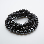 Jean Claude Jewelry // Lava + Hematite + Agate Stone Bracelet // Black + Silver