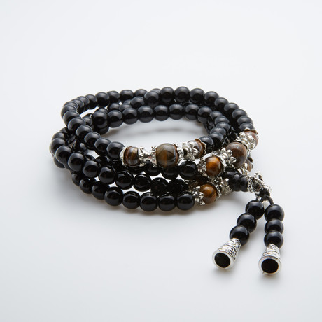 Jean Claude Jewelry // 108 Spiritual // Tiger Eye + Sandalwood Beads // Light Brown