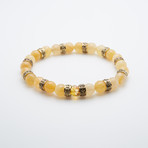 Faceted Jade Stone + Bohemian Crystal Bracelet // Yellow + Silver