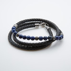 Dell Arte // Lapis + Leather Wrap Bracelet // Black