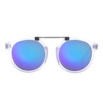 Owl Eyes II Sunglasses // Crystal Matte // White + Blue