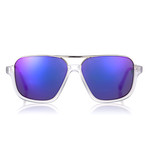 Derez Sunglasses // Crystal Matte // White + Blue