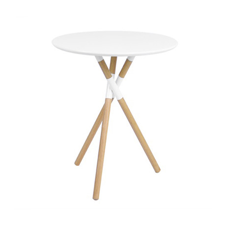 Blythe 24-Inch Round Table // White + Natural Wood Legs