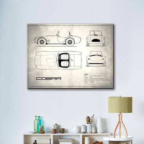 AC Cobra // White (16"W x 12"H x 2"D)