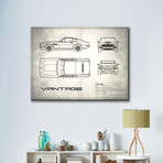 Aston Martin V8 Vantage // White (16"W x 12"H x 2"D)