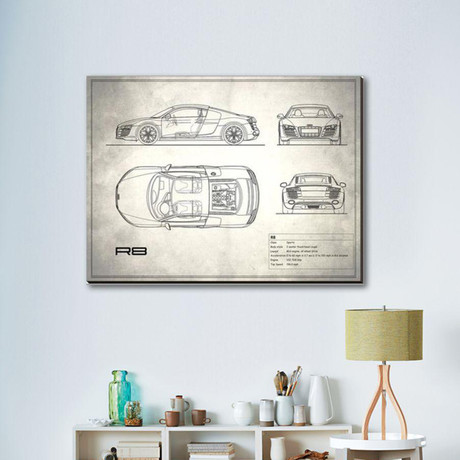 Audi R8 V10 // White (16"W x 12"H x 2"D)
