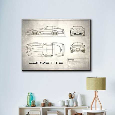 Corvette C3 // White (16"W x 12"H x 2"D)