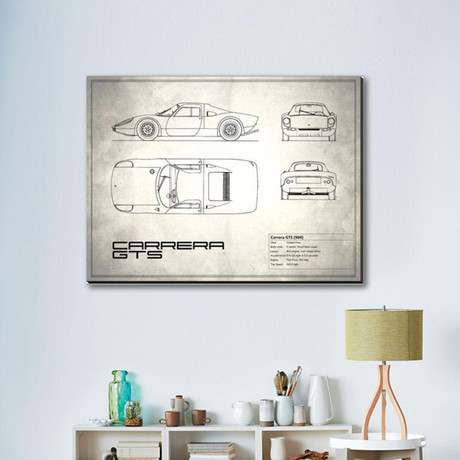 Porsche Carrera GTS // White (16"W x 12"H x 2"D)