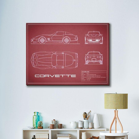 Corvette C3 // Maroon (16"W x 12"H x 2"D)