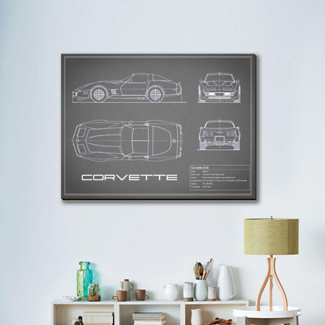 Corvette C3 // Gray (16"W x 12"H x 2"D)