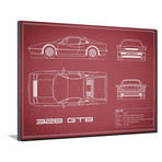 Ferrari 328-GTB // Maroon (16"W x 12"H x 2"D)
