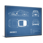 Ferrari 330 // Blue (16"W x 12"H x 2"D)