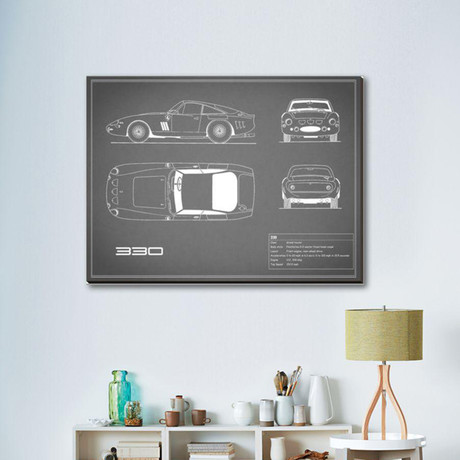 Ferrari 330 // Gray (16"W x 12"H x 2"D)