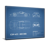 Ferrari Dino 206 // 1965 // Blue (16"W x 12"H x 2"D)