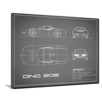 Ferrari Dino 206 // 1965 // Gray (16"W x 12"H x 2"D)