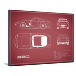 Ferrari 330 // Maroon (16"W x 12"H x 2"D)