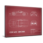 Ferrari Dino 206 // 1965 // Maroon (16"W x 12"H x 2"D)