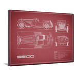 Jaguar SS-100 // Maroon (16"W x 12"H x 2"D)