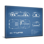Jaguar C-Type // Blue (16"W x 12"H x 2"D)