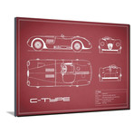 Jaguar C-Type // Maroon (16"W x 12"H x 2"D)