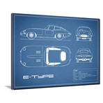 Jaguar E-Type // Blue (16"W x 12"H x 2"D)