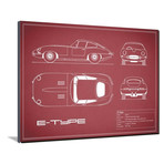 Jaguar E-Type // Maroon (16"W x 12"H x 2"D)