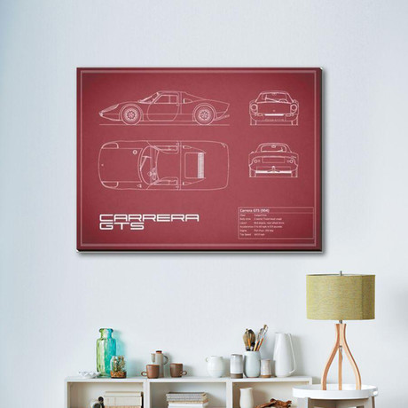 Porsche Carrera GTS // Maroon (16"W x 12"H x 2"D)