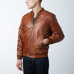 Padded Leather Bomber // Brown (S)