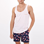 Miami Resort Mid Swim Short // Indigo Flamingo (L)