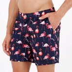 Miami Resort Mid Swim Short // Indigo Flamingo (L)