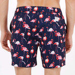 Miami Resort Mid Swim Short // Indigo Flamingo (L)