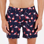 Miami Resort Mid Swim Short // Indigo Flamingo (L)