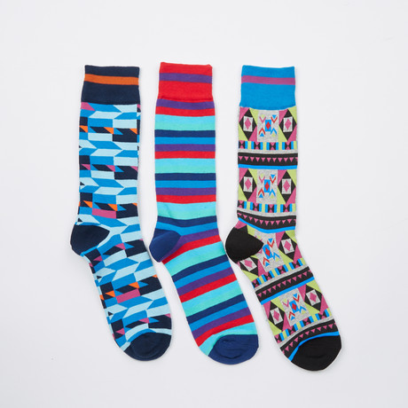 Pack of 3 Socks // Navy, Red, Turquoise