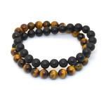 Double Wrap Tiger Eye + Onyx