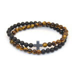 Tiger Eye + Onyx Cross Wrap