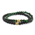 Green Tiger Eye + Onyx // 2 Pack