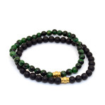 Green Tiger Eye + Onyx // 2 Pack