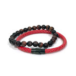 Red Tiger Eye + Red Leather