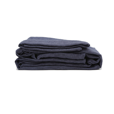 Washed Linen Sheet Set // Heather Navy (Queen)