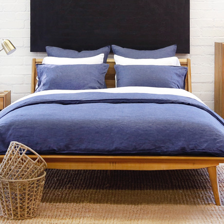 Washed Linen Duvet Set // Heather Navy (King)