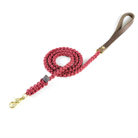 Touch of Leather Leash // Redwine (Small (Length: 55", Width: 0.24"))