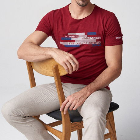 Peyton Printed T-Shirt // Claret Red (S)