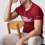 Peyton Printed T-Shirt // Claret Red (S)