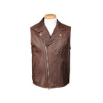 Oliver Leather Vest // Brown (XS)