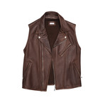 Oliver Leather Vest // Brown (XS)