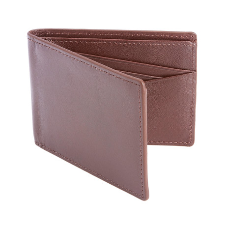 RFID Blocking Slim Bifold Wallet in American Leather // Brown